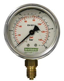 Bild 1 von Irritec Manometer, Edelstahlgehäuse, Glycerin befüllt