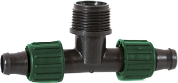Bild 1 von T-Kupplung mit 1/2" AG Anschluss, Tropfschlauch, Tape, P1, Dripline  / (Ausführung) 16mm x 1/2